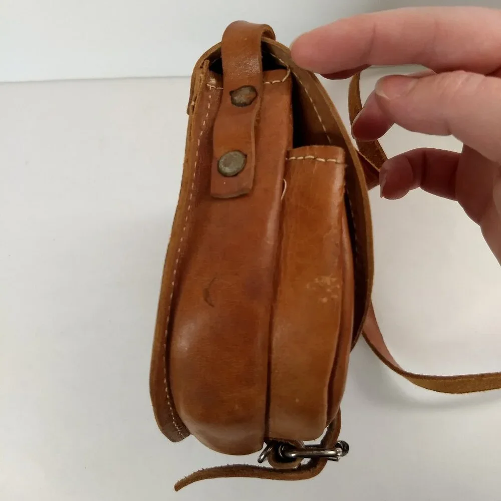 Frances Denney Leather Purse Bag Mini Saddlebag Crossbody Strap  Buckle Closure